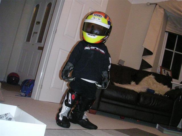 my son kitted up